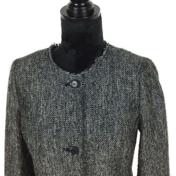 Talbot’s Women’s Tweed Ruffle Black & Grey Blazer - Picture 3 of 8